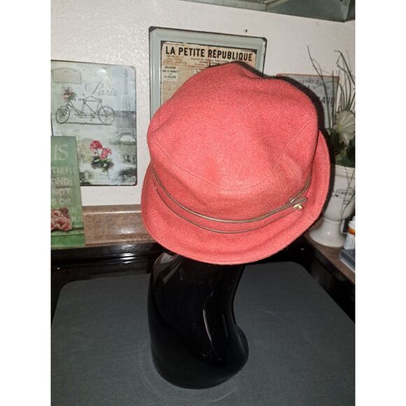 GORGEOUS Classy Classic Coach Women's Wool Blend Bucket Hat Sunset Red Size M/L - Picture 7 of 11